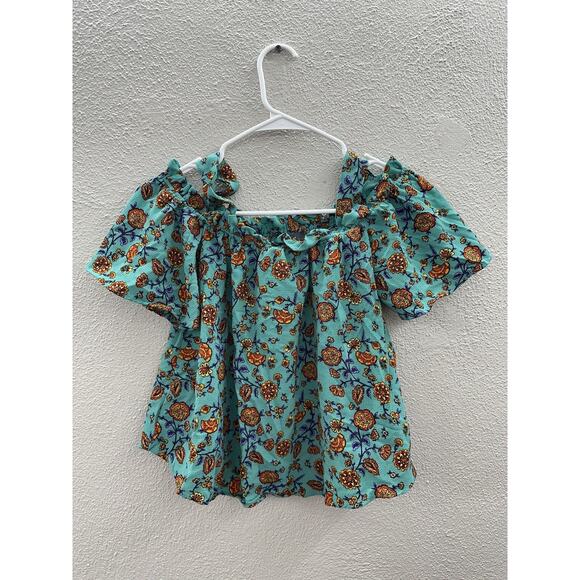 Primark Womens Blouse Size 8 Blue Floral Cold Shoulder Short Sleeve - Picture 1 of 14